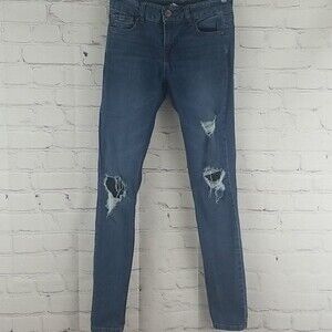 Refuge blue distressed stretch skinny jeans size 0
